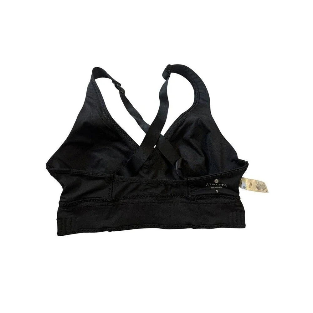 ATHLETA Women's SMALL Crisscross Full Coverage Wireless Sports Bra Black